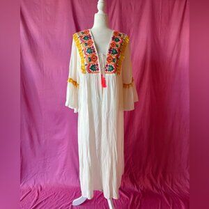 Glamour Embroidered Boho Cover-Up / Maxi Dress.